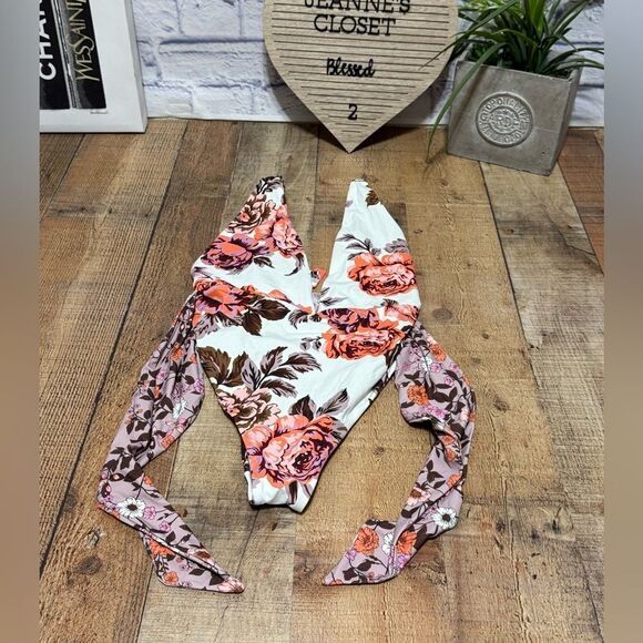 Maaji Mc Dreamy One Piece reversible swimsuit Floral Rose Shimmer Size Large L - Picture 1 of 12